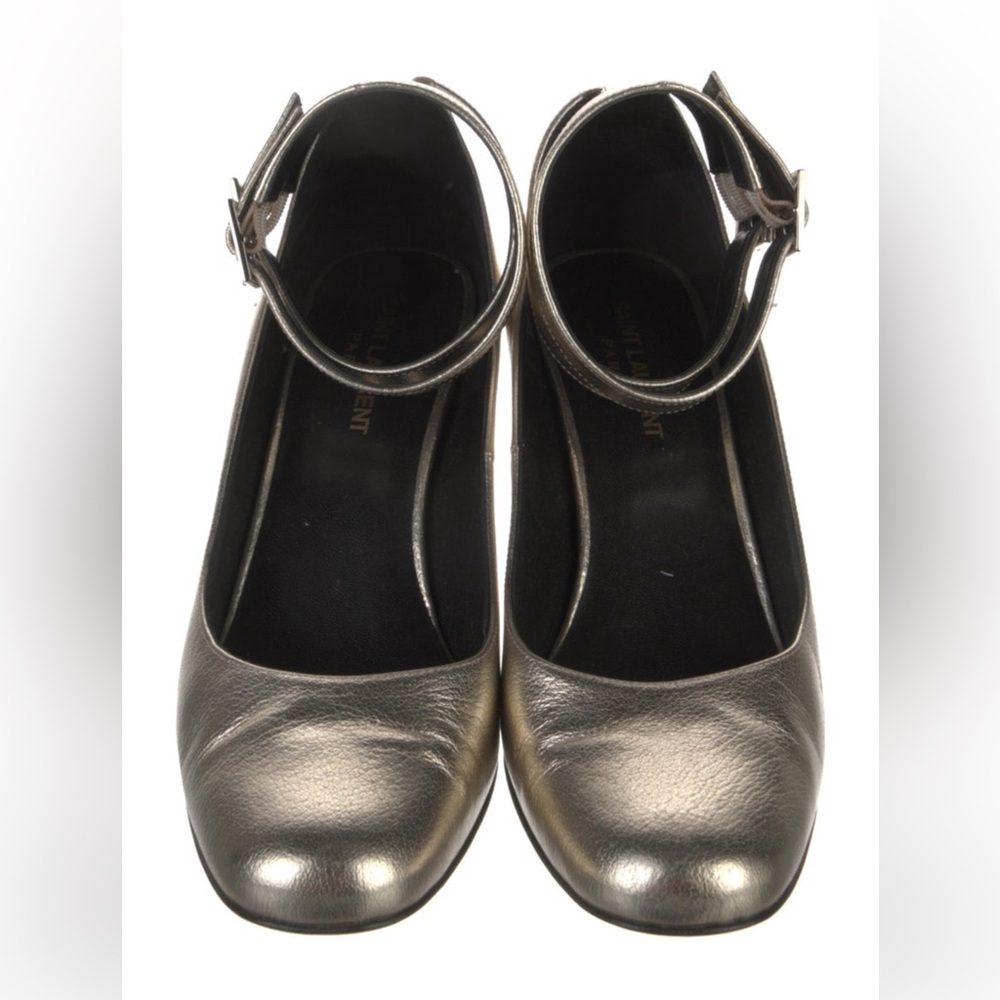 Saint Laurent Gold Block Heel Shoes - Picture 4 of 16